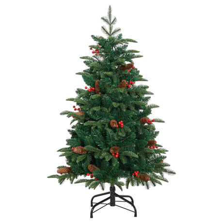 Vidaxl künstlicher Weihnachtsbaum mit Scharnieren, Tannenzapfen und Beeren, 150 cm