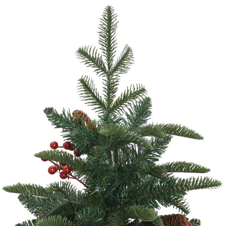 Vidaxl künstlicher Weihnachtsbaum mit Scharnieren, Tannenzapfen und Beeren, 150 cm
