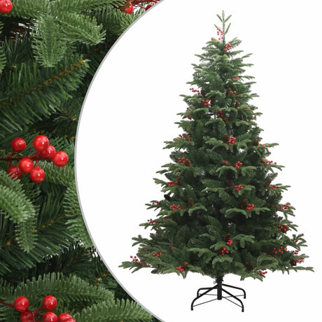 Vidaxl künstlicher Weihnachtsbaum mit Scharnieren, Tannenzapfen und Beeren, 240 cm