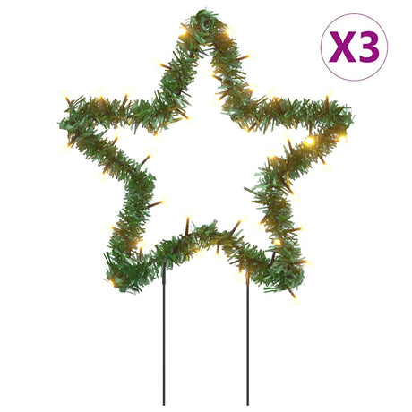 VidaXL Weihnachtsbeleuchtung Stern 3 Stk. mit Erdspießen 50 LEDs 29 cm