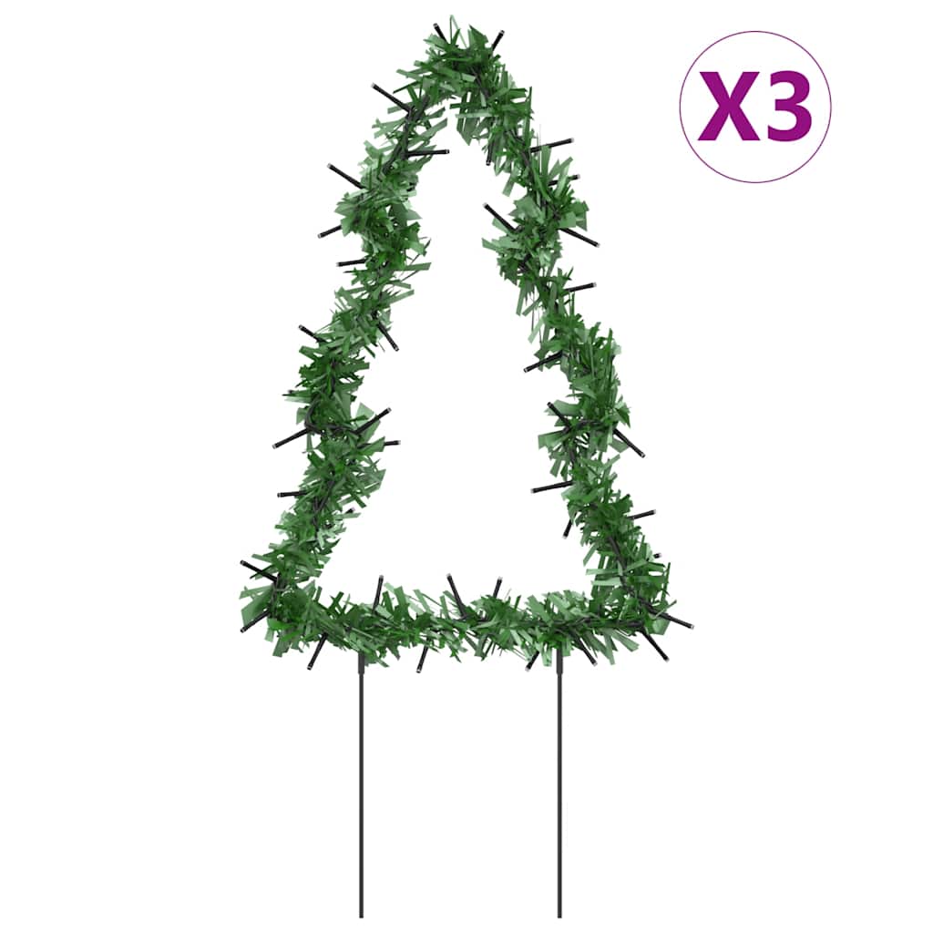 VidaXL Weihnachtsbeleuchtung Weihnachtsbaum 3 Stk. mit Erdspießen 50 LEDs 30 cm