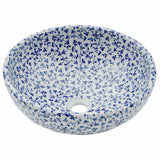 VidaXL Aufsatzwaschbecken rund Φ41x14 cm aus Keramik weiß und blau