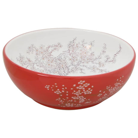 Vidaxx Aufsatzwaschbecken rund φ41x14 cm aus Keramik weiß und rot