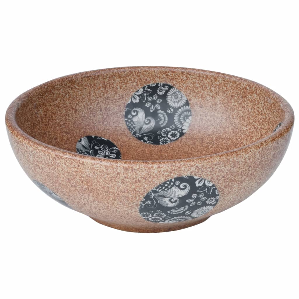 Vidaxx Aufsatzwaschbecken rund φ41x14 cm Keramik braun und blau