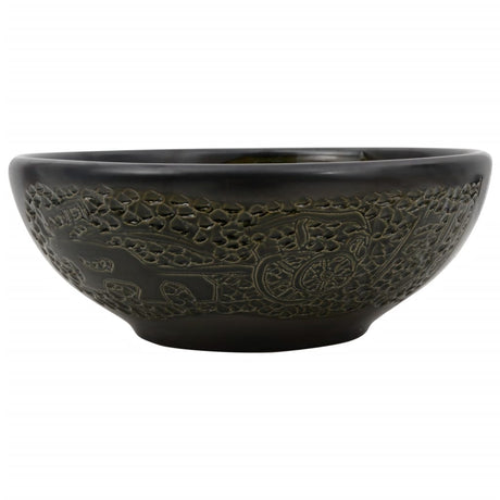 VidaXL Aufsatzwaschbecken rund Φ41x14 cm Keramik schwarz