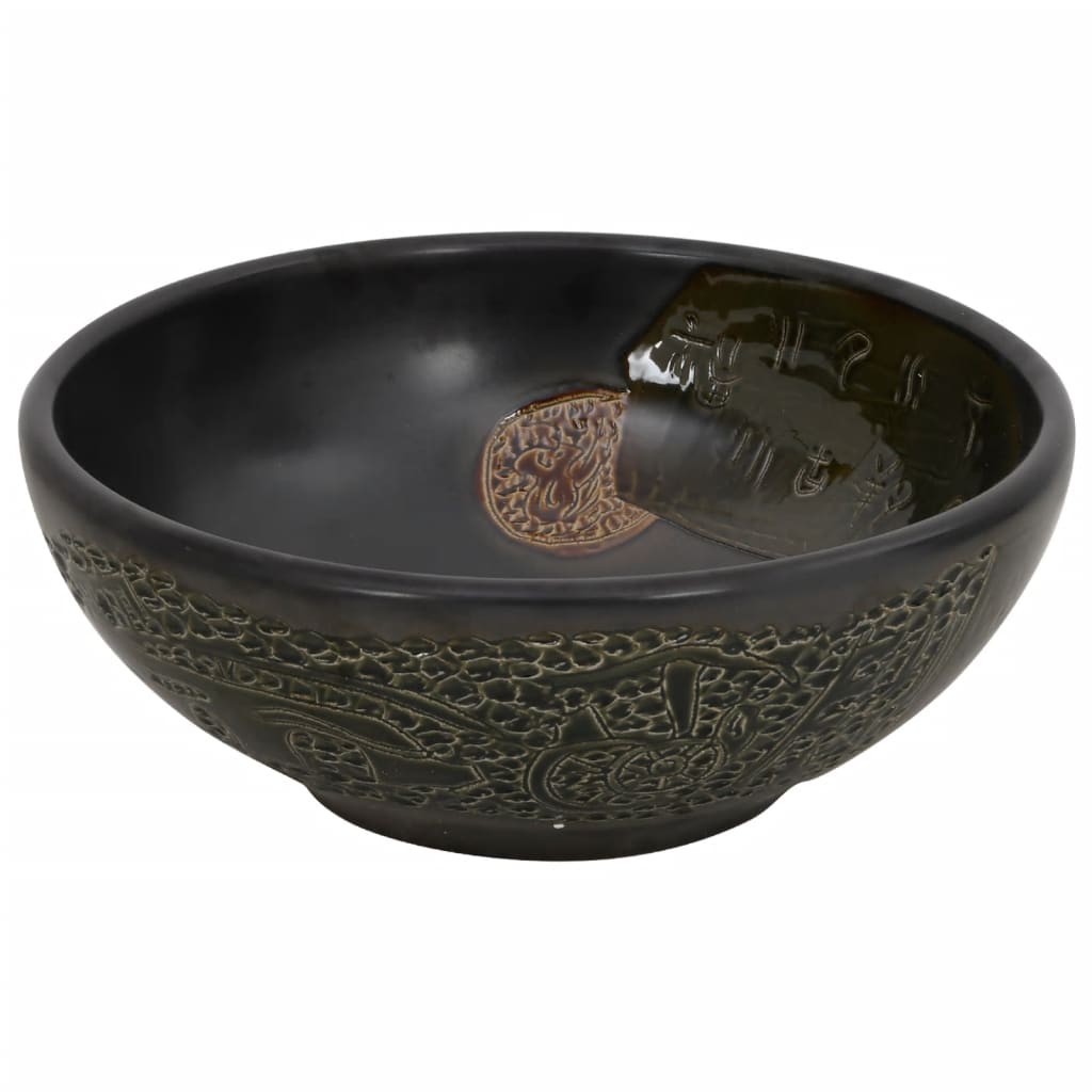 Vidaxx Aufsatzwaschbecken rund φ41x14 cm Keramik schwarz