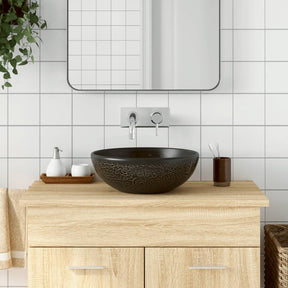 Vidaxx Aufsatzwaschbecken rund φ41x14 cm Keramik schwarz