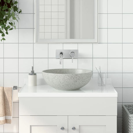 Vidaxx Aufsatzwaschbecken rund φ41x14 cm Keramik grau