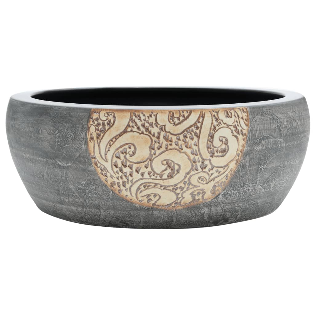 Vidaxx Aufputzspüle rund φ41x14 cm Keramik schwarz und braun