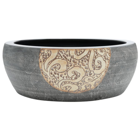 Vidaxx Aufputzspüle rund φ41x14 cm Keramik schwarz und braun
