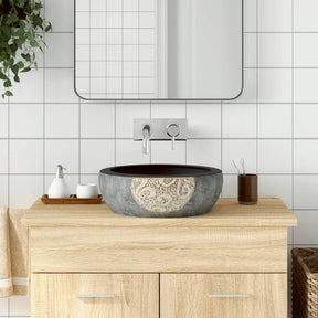 Vidaxx Aufputzspüle rund φ41x14 cm Keramik schwarz und braun