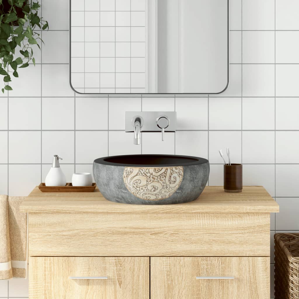 Vidaxx Aufputzspüle rund φ41x14 cm Keramik schwarz und braun