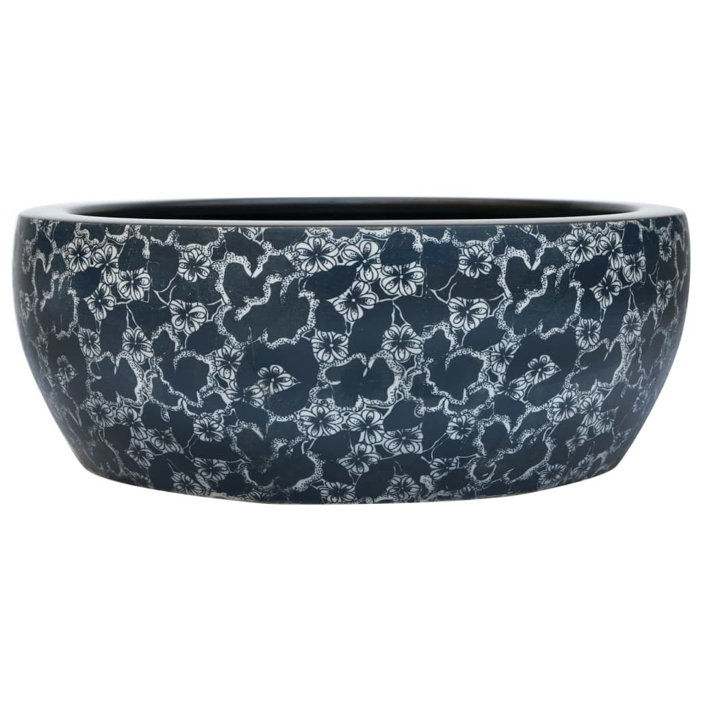Vidaxx Aufputzspüle rund φ41x14 cm Keramik schwarz und blau