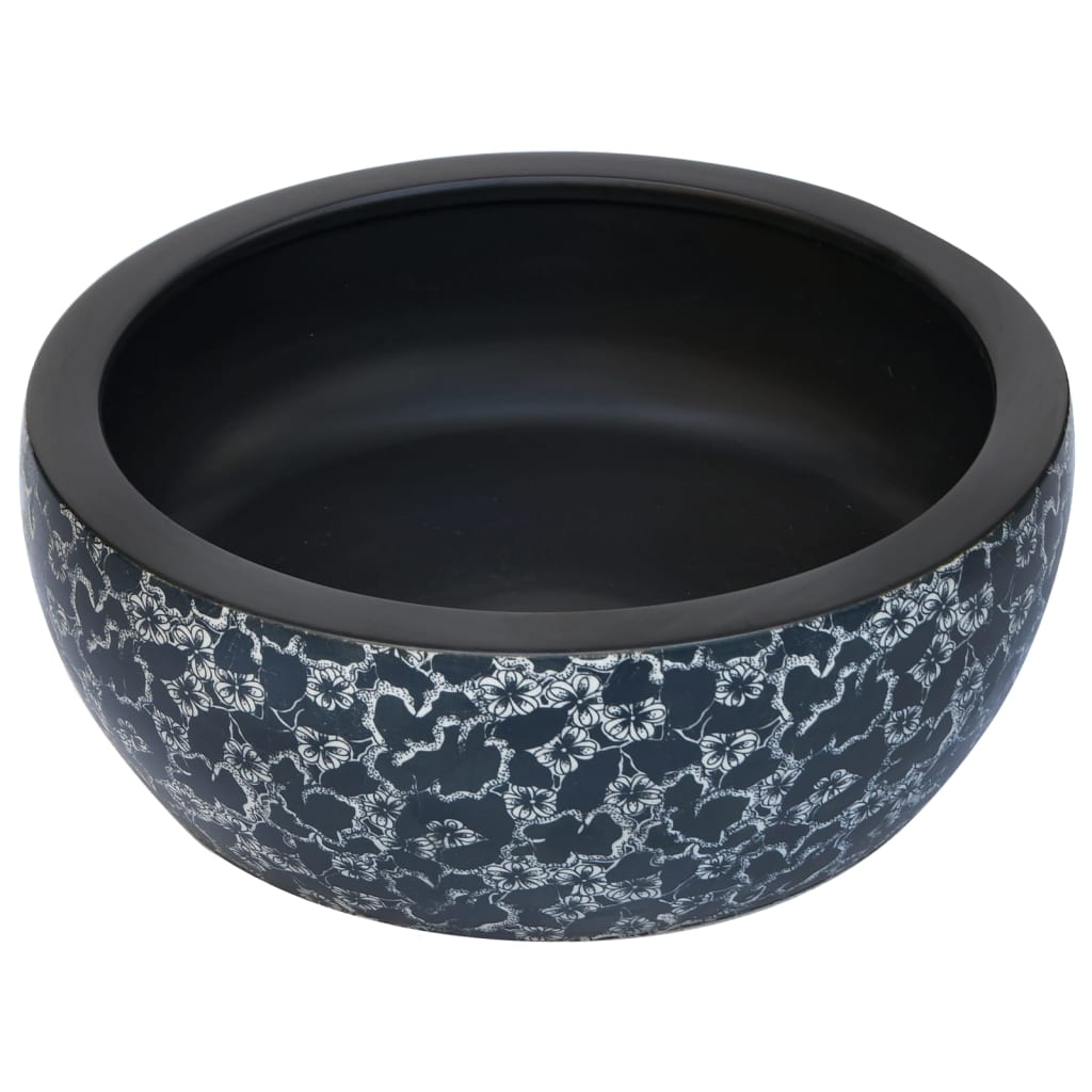 Vidaxx Aufputzspüle rund φ41x14 cm Keramik schwarz und blau