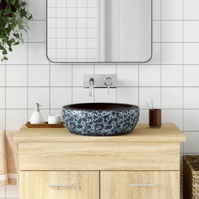 Vidaxx Aufputzspüle rund φ41x14 cm Keramik schwarz und blau