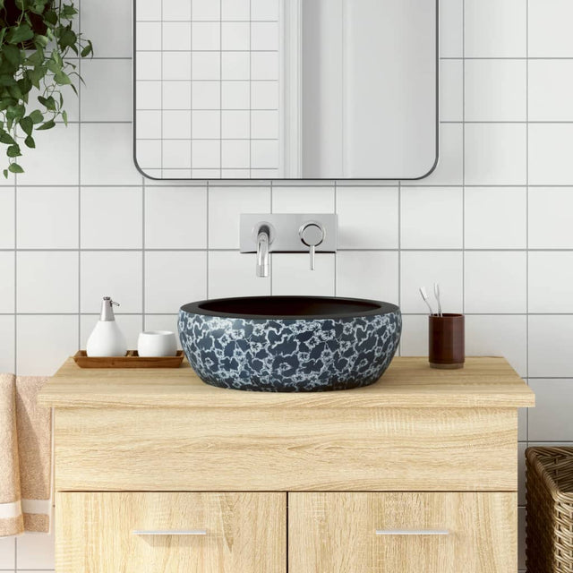 Vidaxx Aufputzspüle rund φ41x14 cm Keramik schwarz und blau