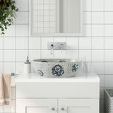Vidaxx Aufsatzwaschbecken oval 47x33x13 cm Keramik grau und blau