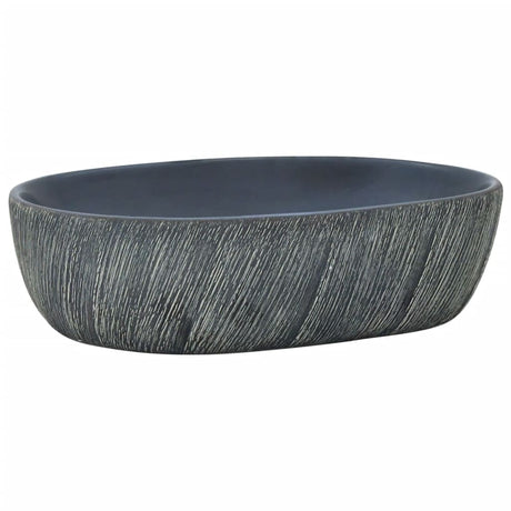 Vidaxx Aufsatzwaschbecken oval 47x33x13 cm Keramik schwarz und grau