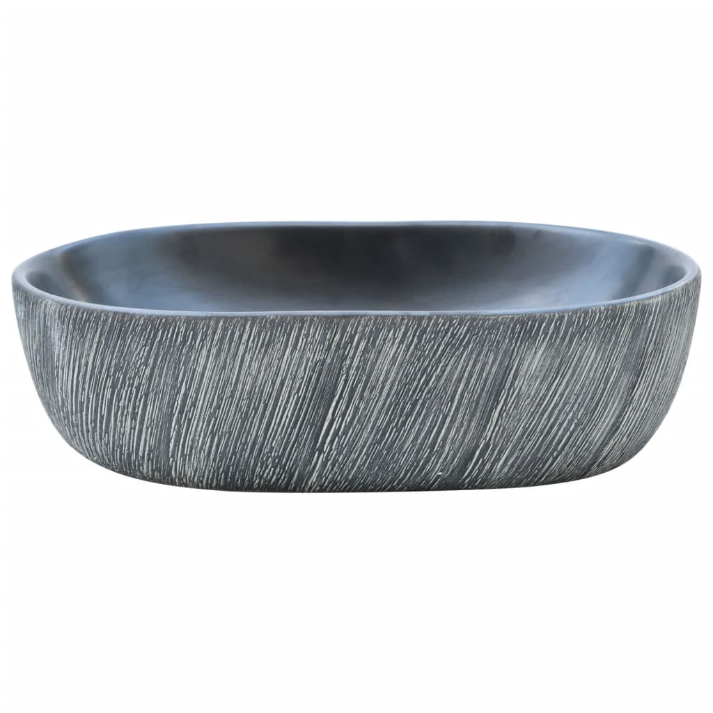 Vidaxx Aufsatzwaschbecken oval 47x33x13 cm Keramik schwarz und grau