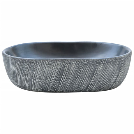 Vidaxx Aufsatzwaschbecken oval 47x33x13 cm Keramik schwarz und grau