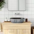 Vidaxx Aufsatzwaschbecken oval 47x33x13 cm Keramik schwarz und grau