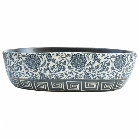 Vidaxx Aufsatzwaschbecken oval 47x33x13 cm Keramik schwarz und blau