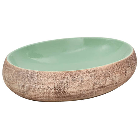 Vidaxx Aufsatzwaschbecken oval 59x40x15 cm Keramik grün und braun