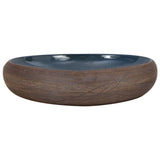 VidaXL Aufsatzwaschbecken oval 59x40x15 cm Keramik braun und blau