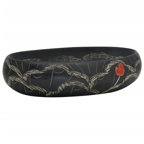 Vidaxx Aufsatzwaschbecken oval 59x40x15 cm Keramik schwarz