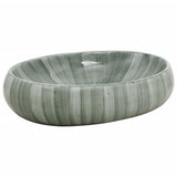 VidaXL Aufsatzwaschbecken oval 59x40x15 cm Keramik grün