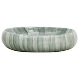 VidaXL Aufsatzwaschbecken oval 59x40x15 cm Keramik grün