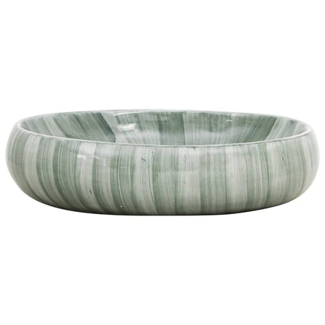 VidaXL Aufsatzwaschbecken oval 59x40x15 cm Keramik grün