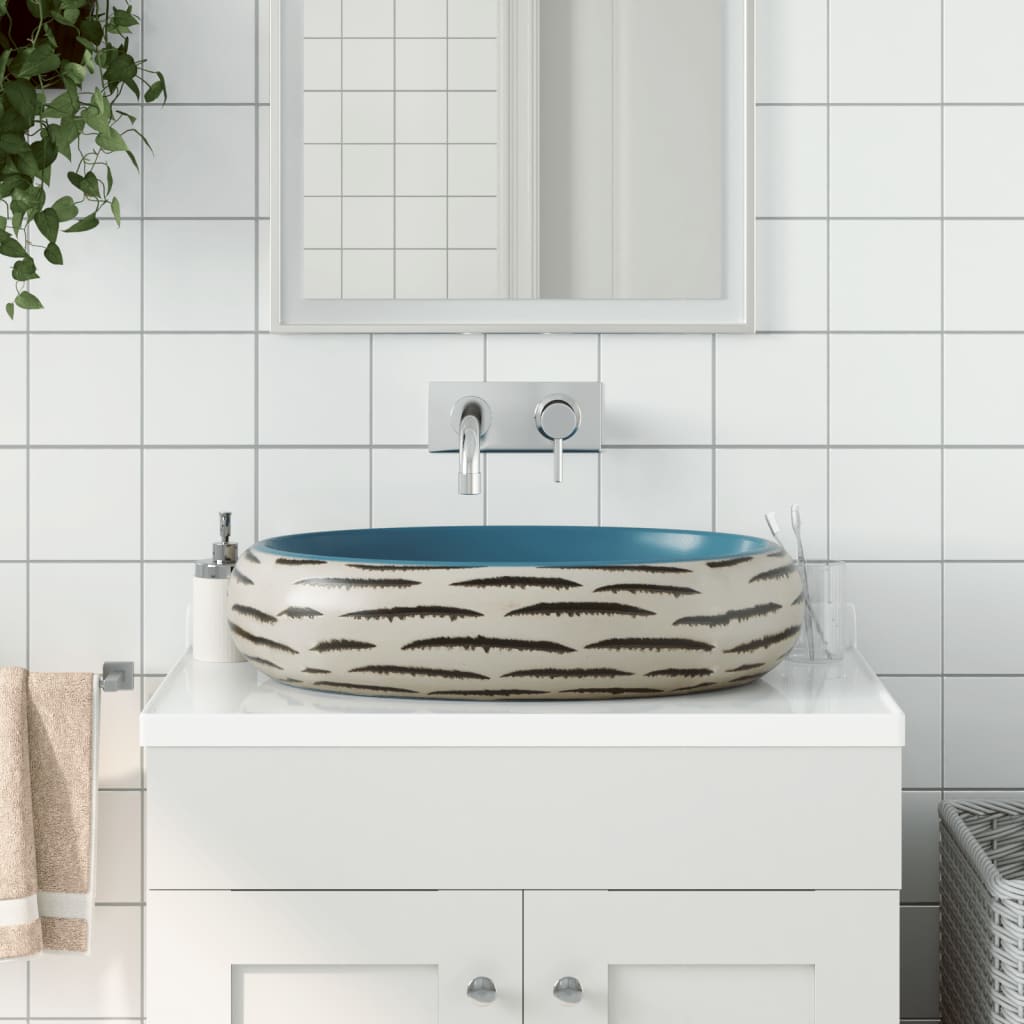 Vidaxx Aufsatzwaschbecken oval 59x40x15 cm aus Keramik mehrfarbig