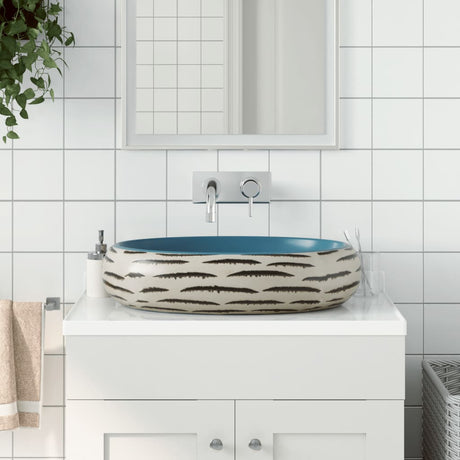 Vidaxx Aufsatzwaschbecken oval 59x40x15 cm aus Keramik mehrfarbig