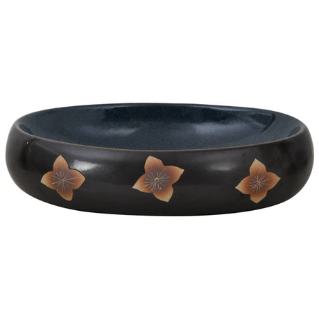 Vidaxx Aufsatzwaschbecken oval 59x40x15 cm Keramik schwarz und blau