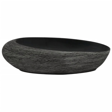VidaXL Aufsatzwaschbecken oval 59x40x14 cm Keramik grau und schwarz