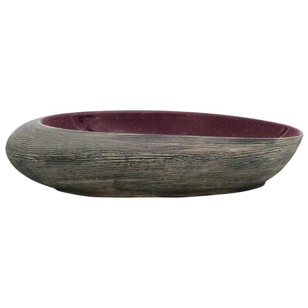 Vidaxx Aufsatzwaschbecken oval 59x40x14 cm Keramik Lila und Grau