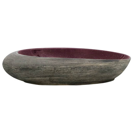 Vidaxx Aufsatzwaschbecken oval 59x40x14 cm Keramik Lila und Grau