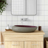 Vidaxx Aufsatzwaschbecken oval 59x40x14 cm Keramik Lila und Grau