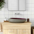Vidaxx Aufsatzwaschbecken oval 59x40x14 cm Keramik Lila und Grau