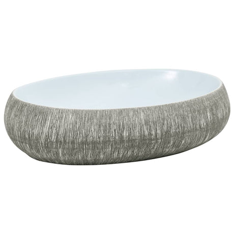 Vidaxx Aufsatzwaschbecken oval 59x40x15 cm Keramik grau und blau