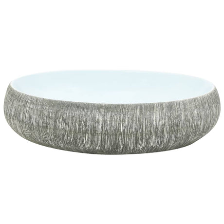 Vidaxx Aufsatzwaschbecken oval 59x40x15 cm Keramik grau und blau