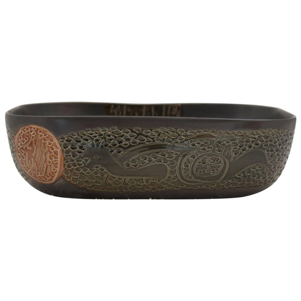 Vidaxx Aufsatzwaschbecken rechteckig 48x37,5x13,5 cm Keramik schwarz