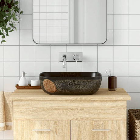 Vidaxx Aufsatzwaschbecken rechteckig 48x37,5x13,5 cm Keramik schwarz
