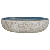 Vidaxx Aufsatzwaschbecken oval 59x40x14 cm aus Keramik sandfarben und blau
