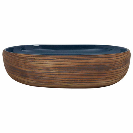 Vidaxx Aufsatzwaschbecken oval 59x40x14 cm Keramik braun und blau