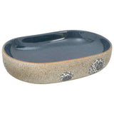 Vidaxx Aufsatzwaschbecken oval 59x40x14 cm aus Keramik sandfarben und blau