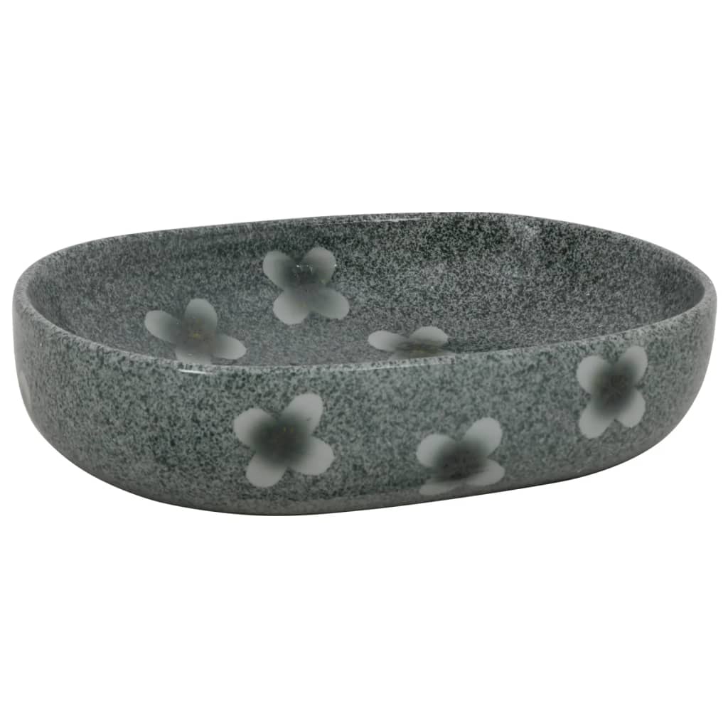 Vidaxx Aufsatzwaschbecken oval 59x40x14 cm Keramik blau