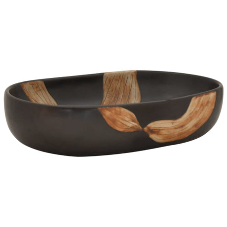 Vidaxx Aufsatzwaschbecken oval 59x40x14 cm Keramik schwarz