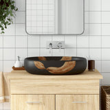 Vidaxx Aufsatzwaschbecken oval 59x40x14 cm Keramik schwarz